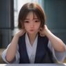 女性内容审核专员苏晴的职业形象照，戴着眼镜表情认真严谨